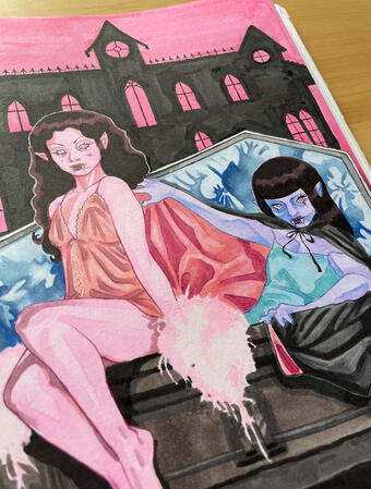 Draculaura and Elissabat creepover